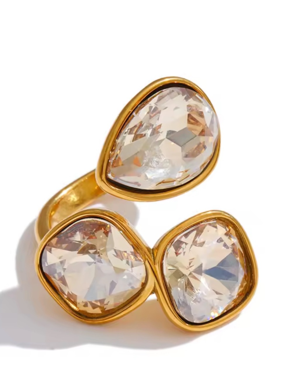 Champagne Crystal Gold  Ring